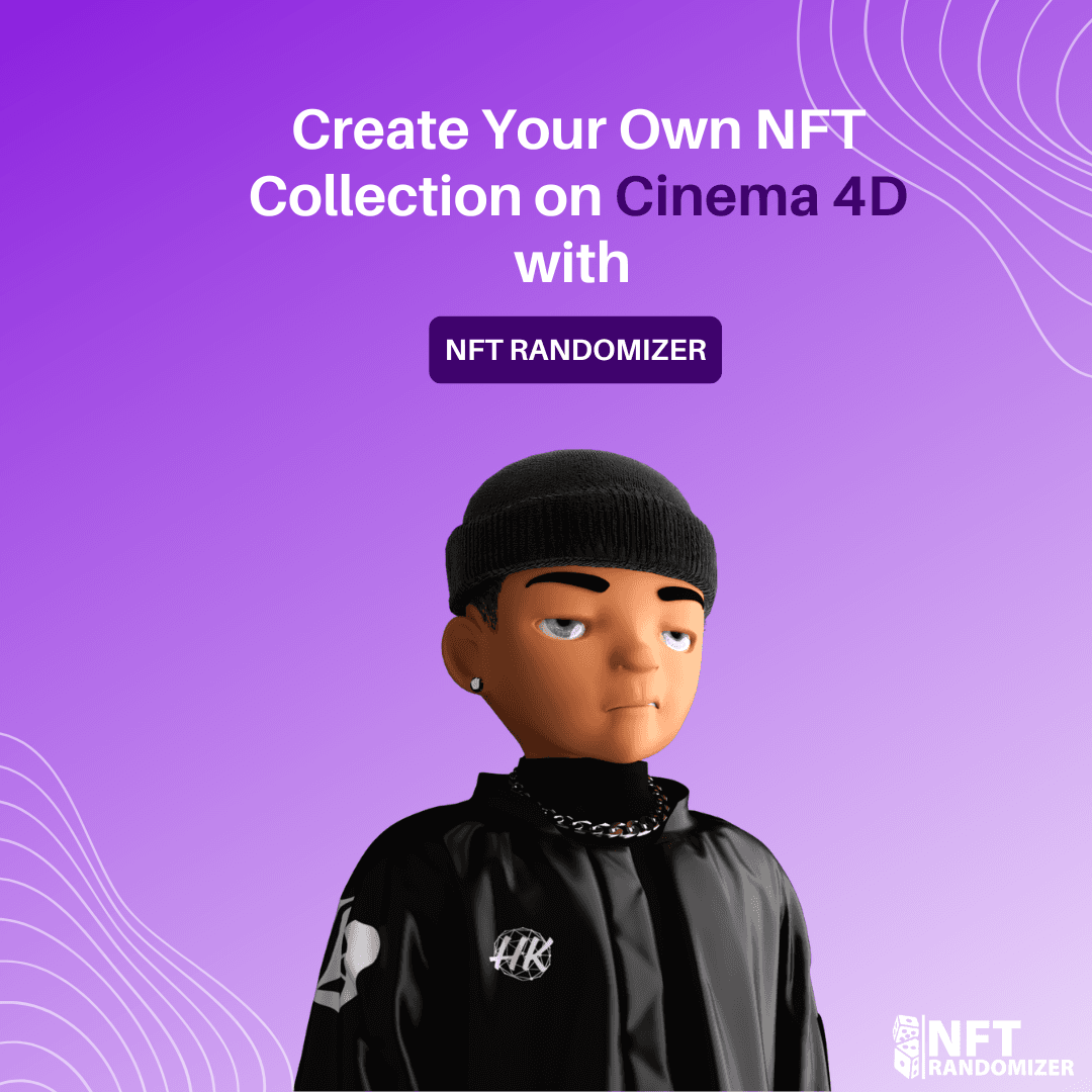 A 3D character generated with NFT Randomizer in Cinema 4D